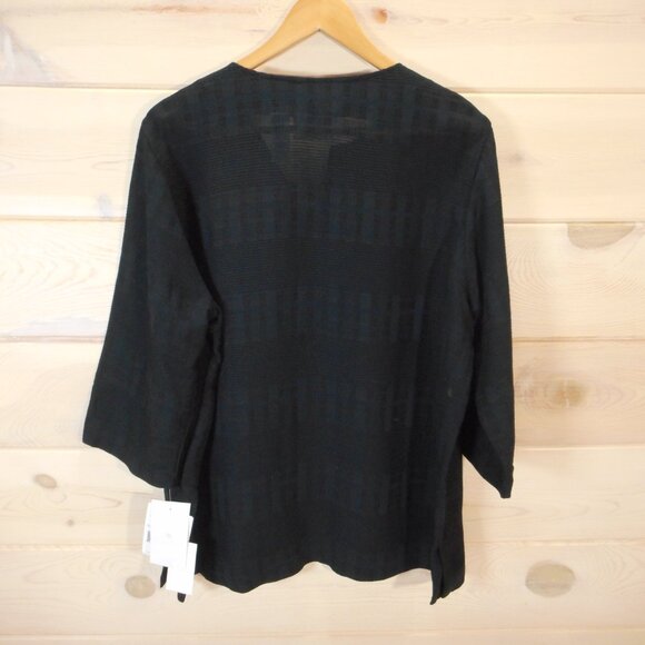 Liz Claiborne Women's Size 1X Fiji Tunic Top Black Textured 3/4 Sleeve NWT Vtg - Picture 4 of 11